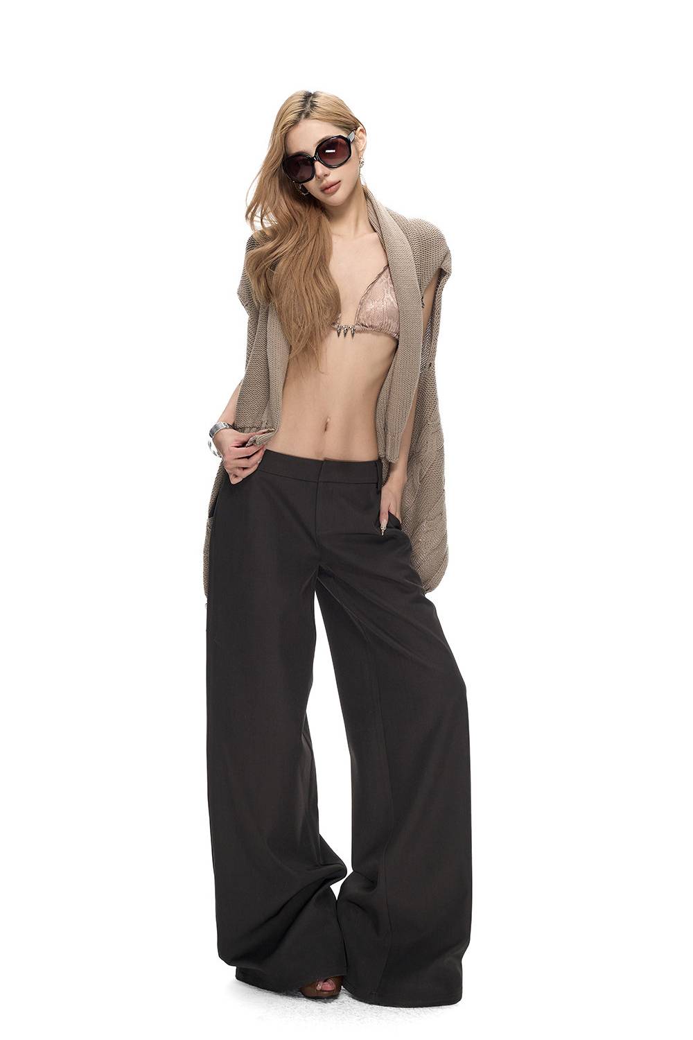 Low Rise Wide-Leg Trousers