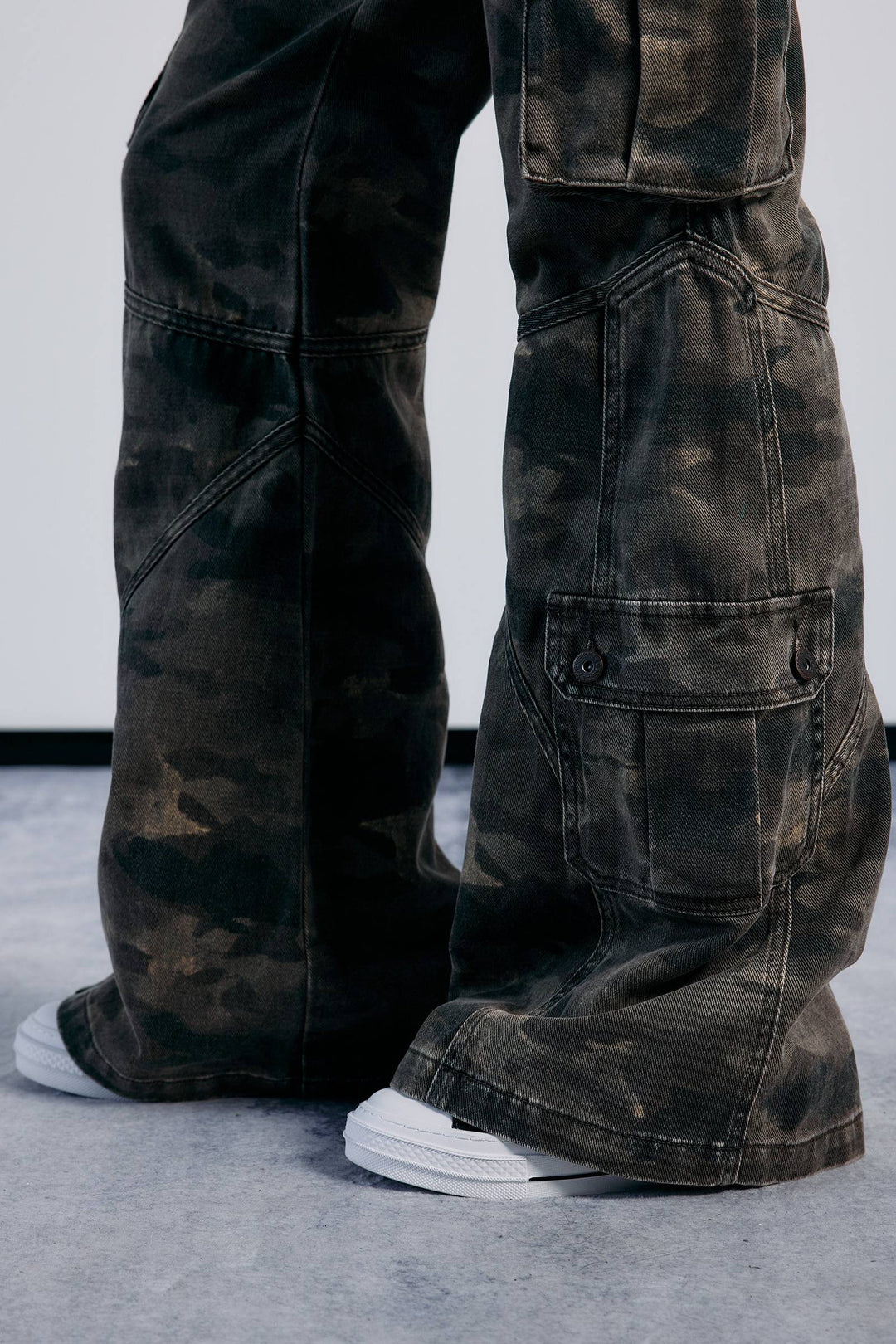 Distressed Camo Cargo Jeans
