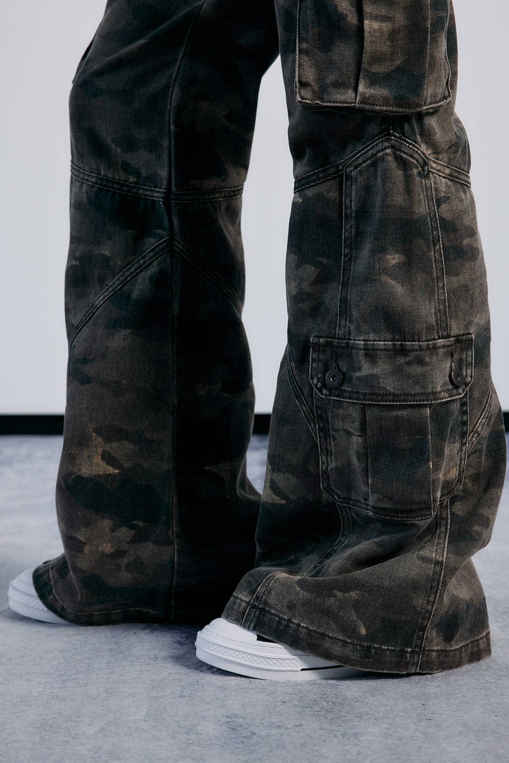 Distressed Camo Cargo Jeans