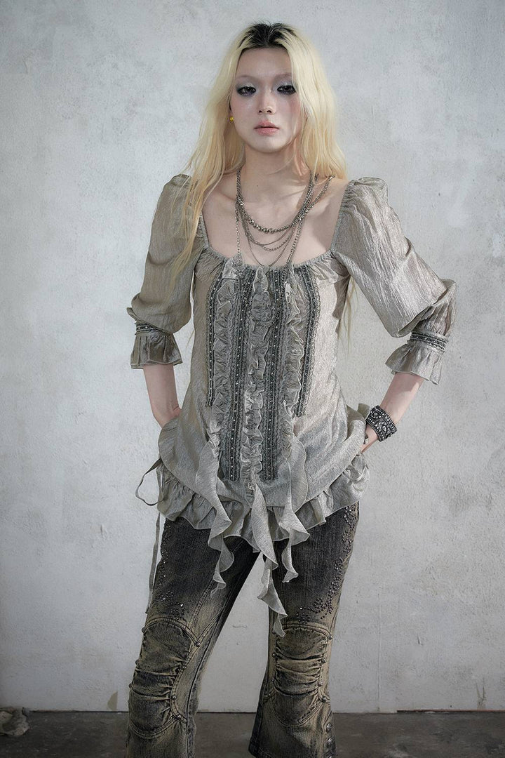 Ruffle Chiffon Tunic