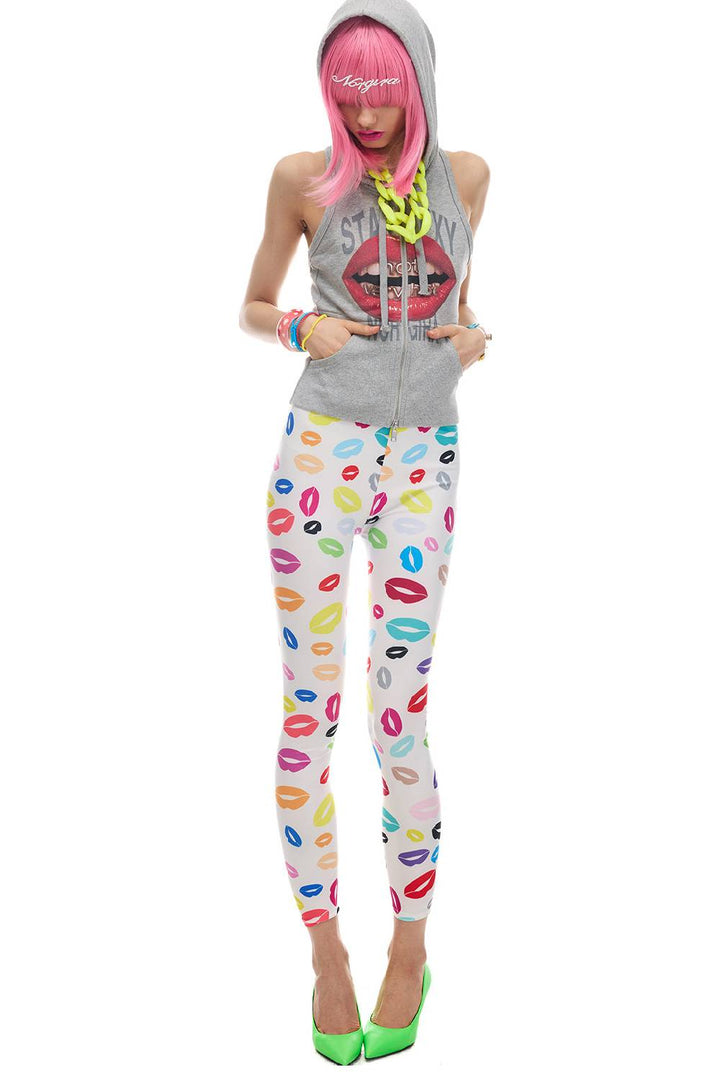 Printed Sleeveless Zip Hoodie