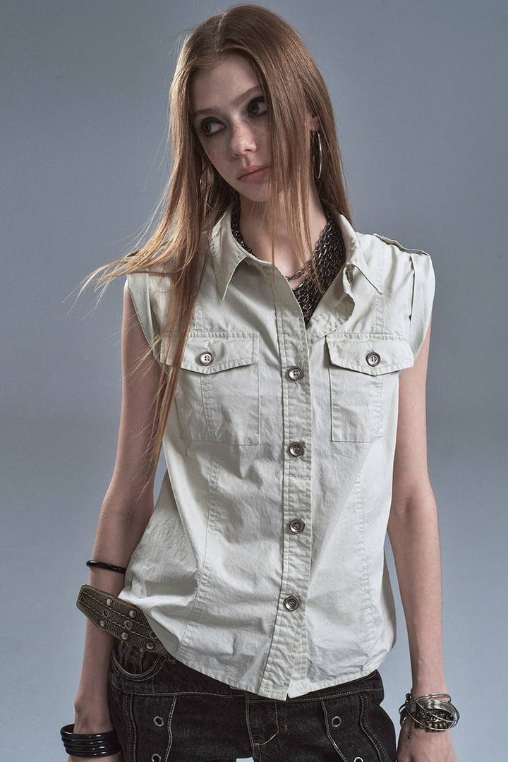 Sleeveless Utility Shirt