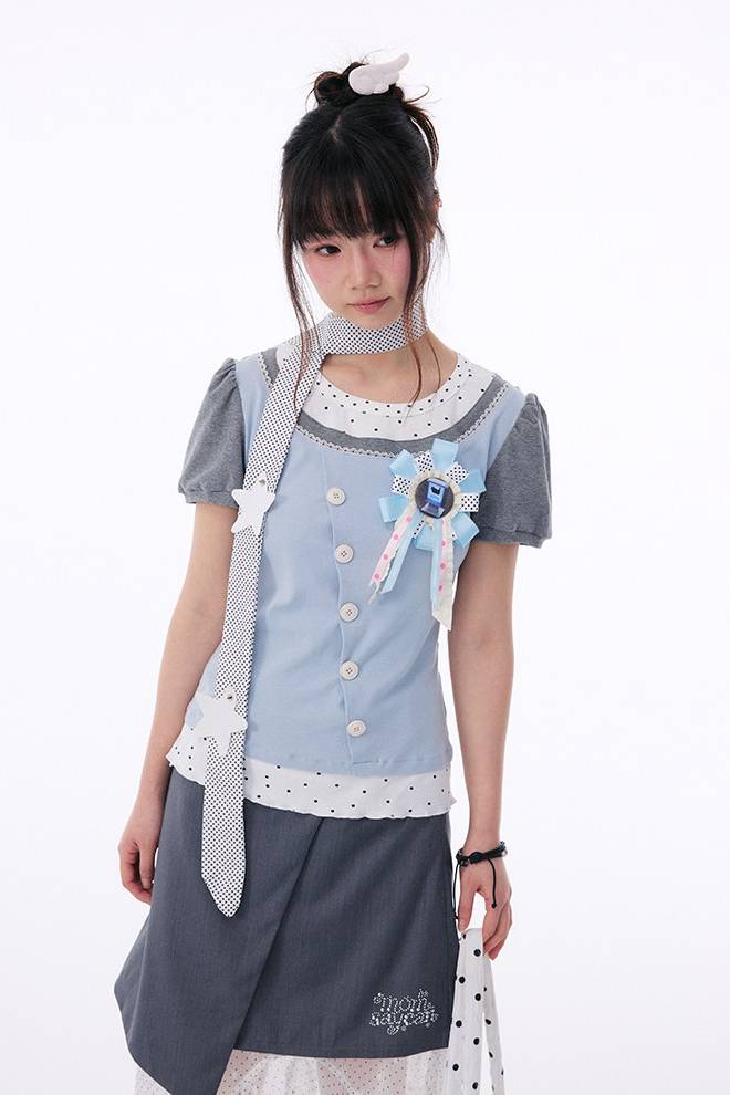 Puff Sleeve Dot Top