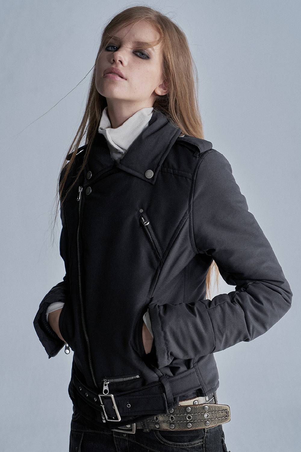 Buckle Detail Biker Jacket