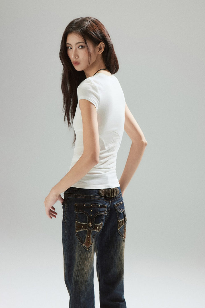 Gia Lace Panel Shortsleeve