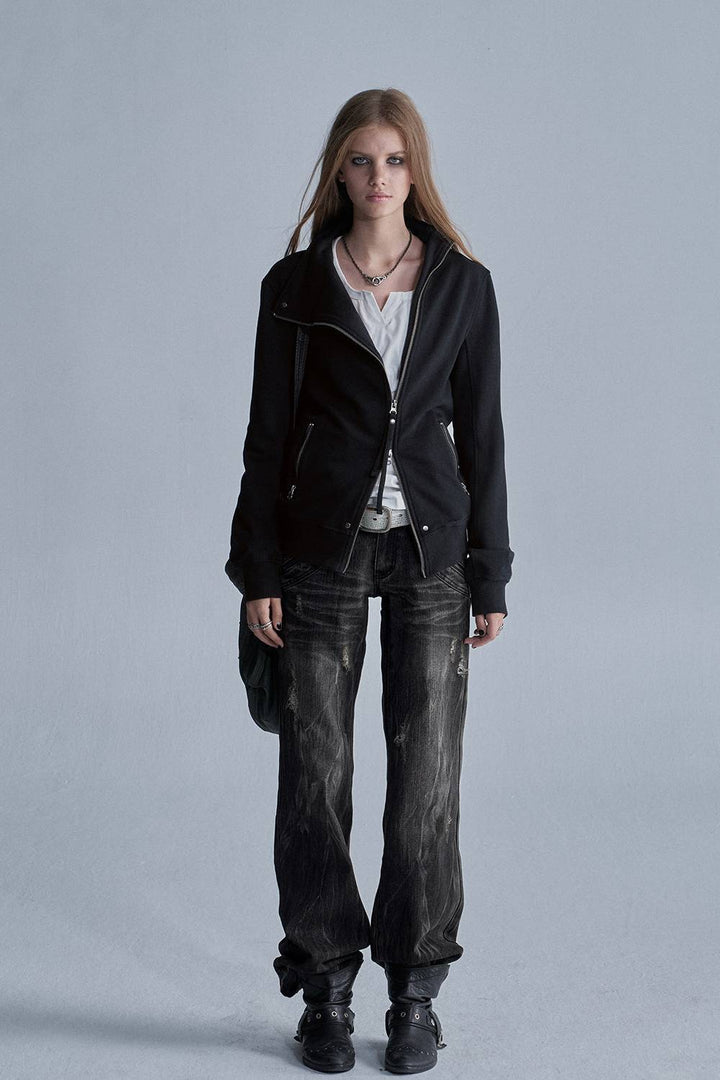 High Collar Zip Jacket