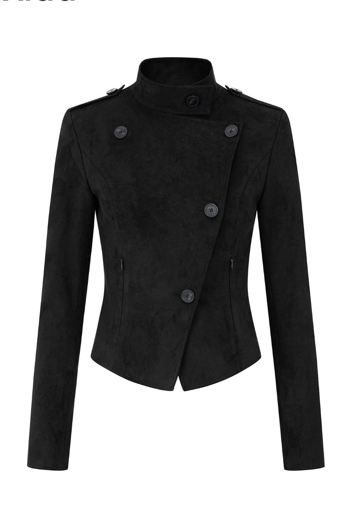 Slim Asymmetrical Suede Jacket