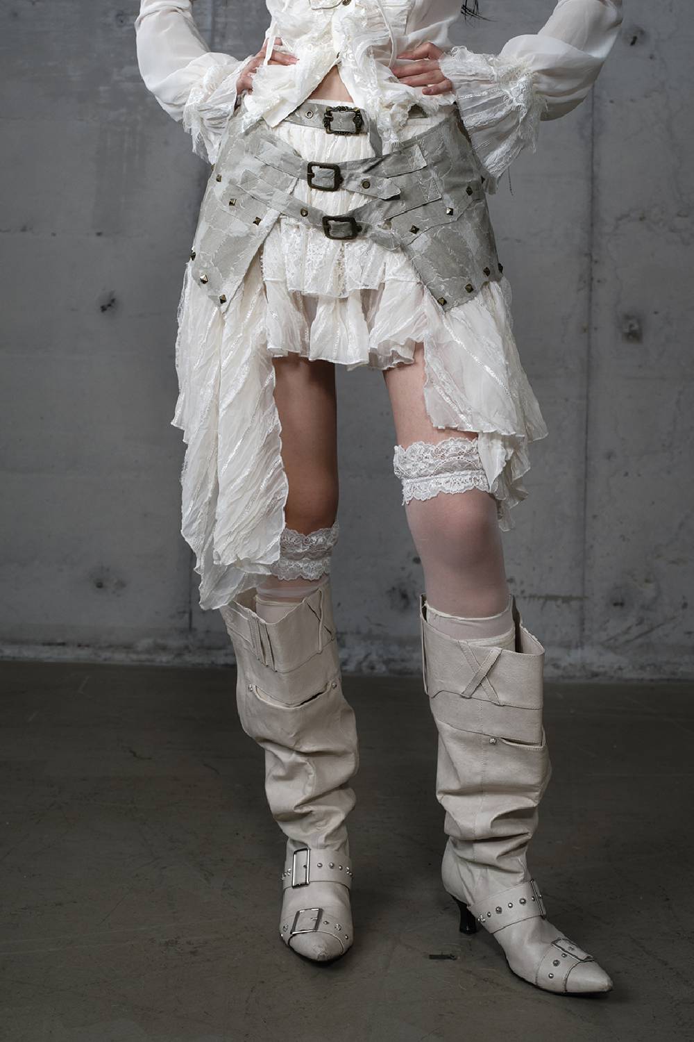 Asymmetric Lace Midi Skirt