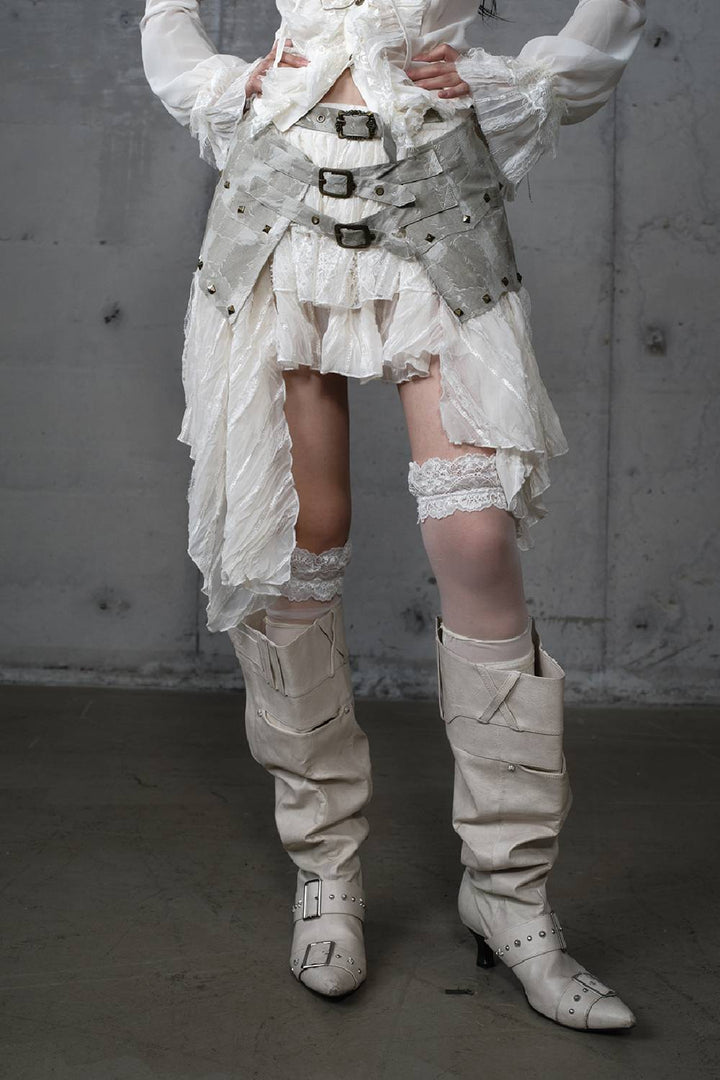 Asymmetric Lace Midi Skirt