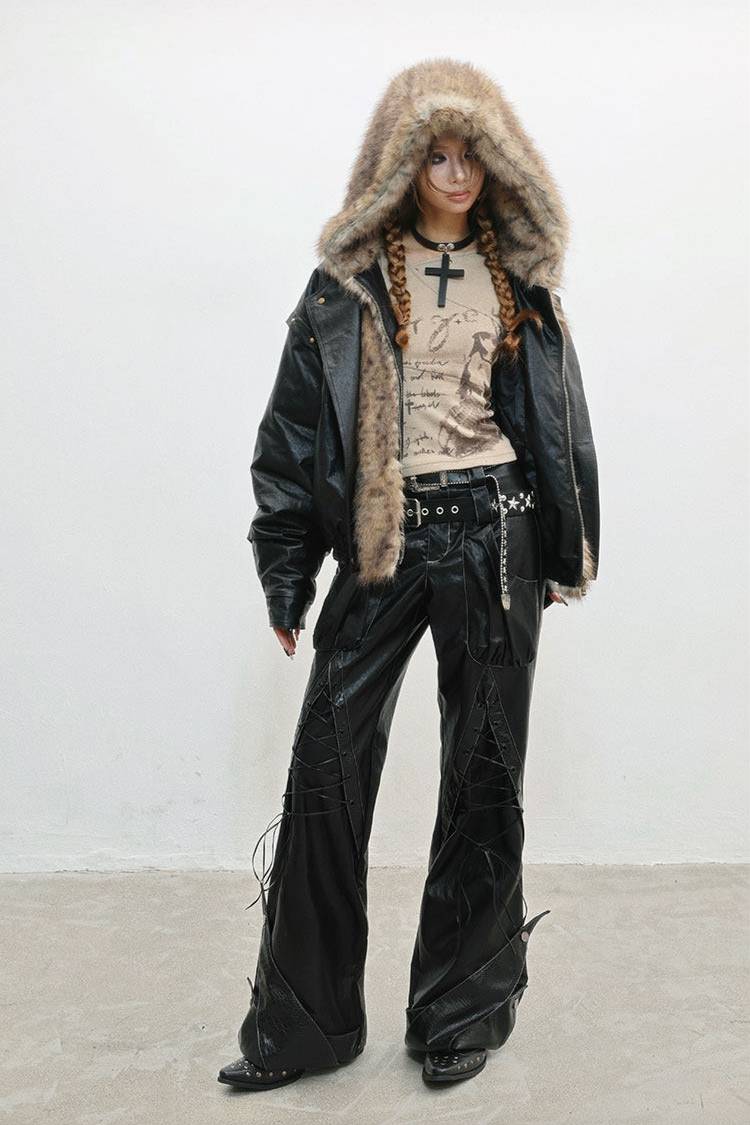 Utility Faux Leather Pants