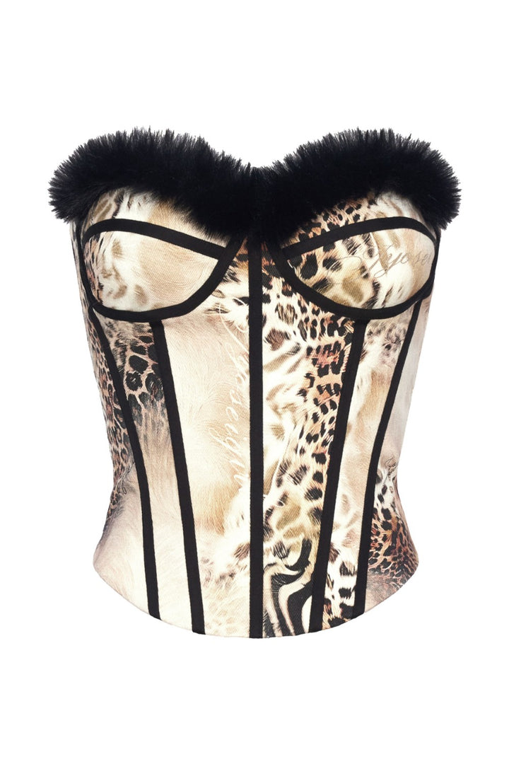Leopard Faux Fur Corset