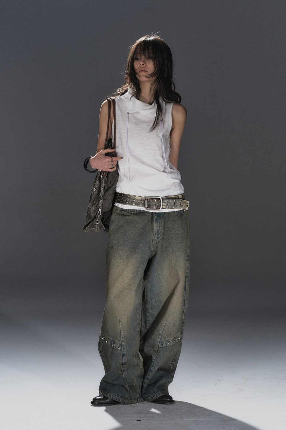 Studded Wide Denim Jeans