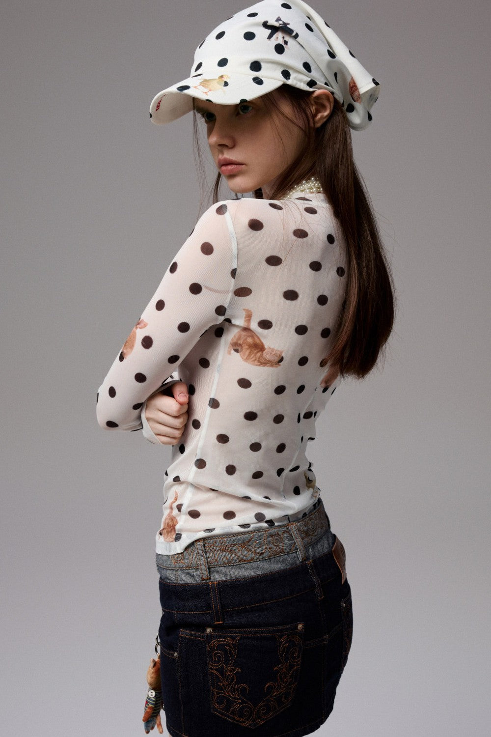 Ivy Polka Mesh Top