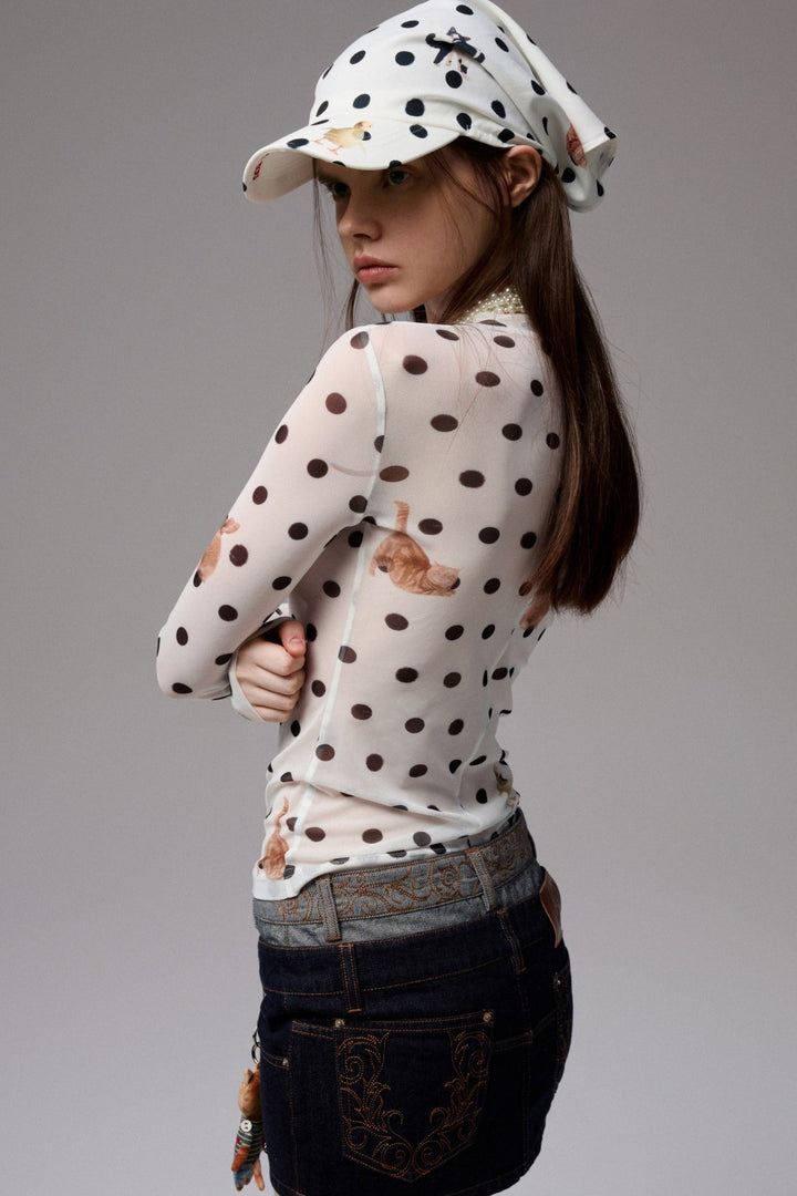 Ivy Polka Mesh Top