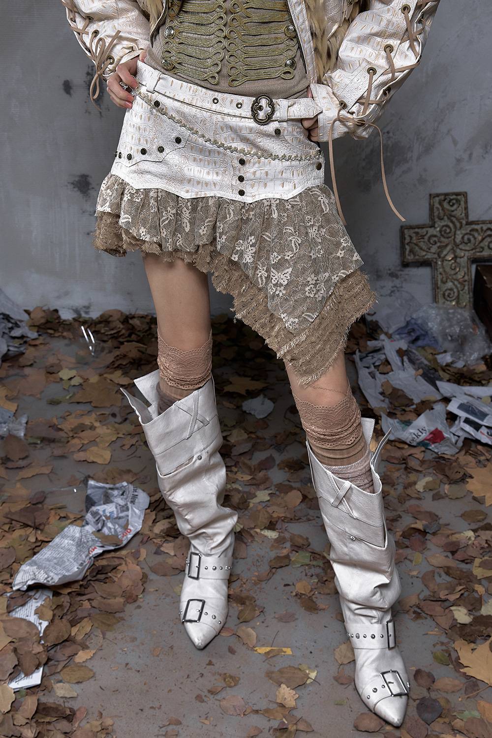 Croc Texture Mini Skirt