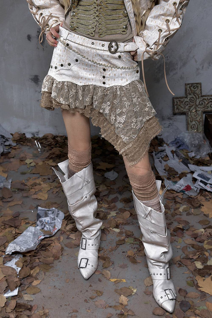 Croc Texture Mini Skirt