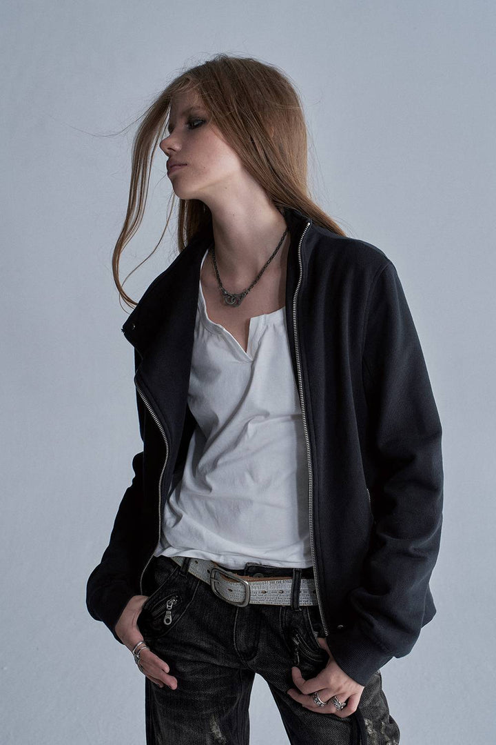 High Collar Zip Jacket