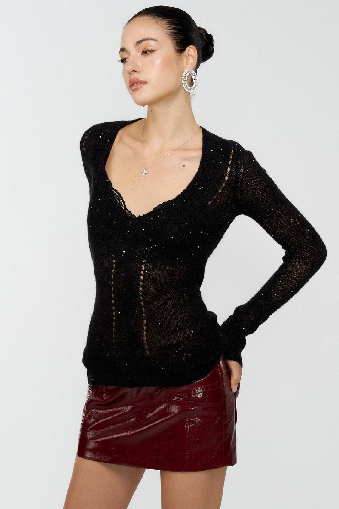 Shimmer Knit Long Sleeve Top