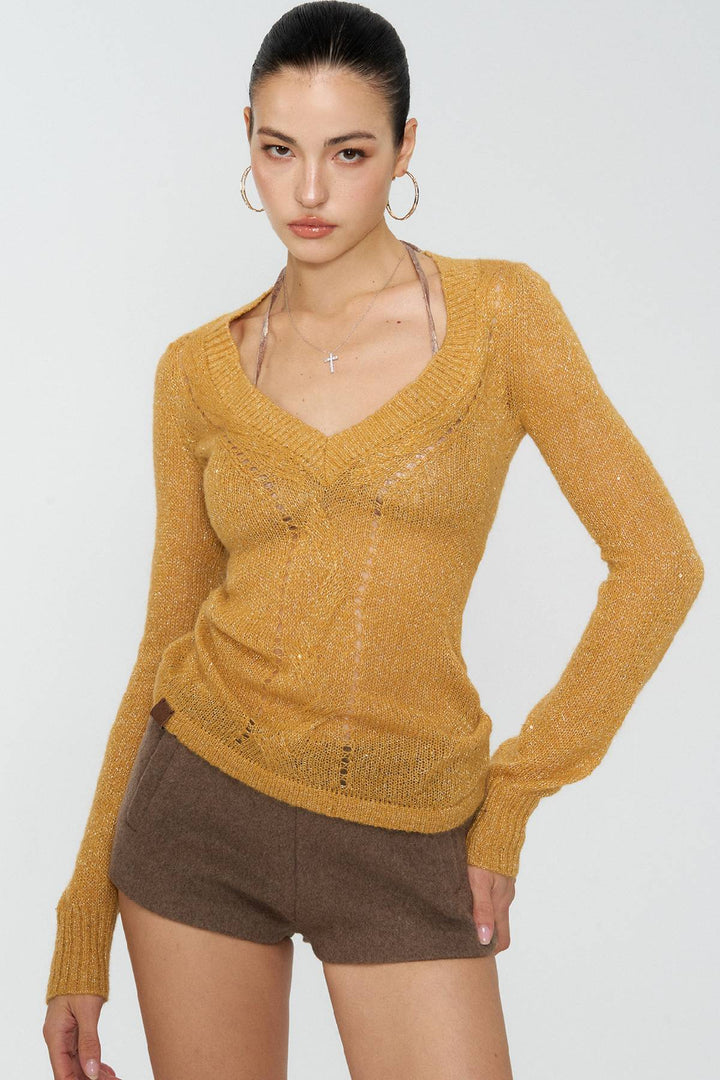 Shimmer Knit Long Sleeve Top