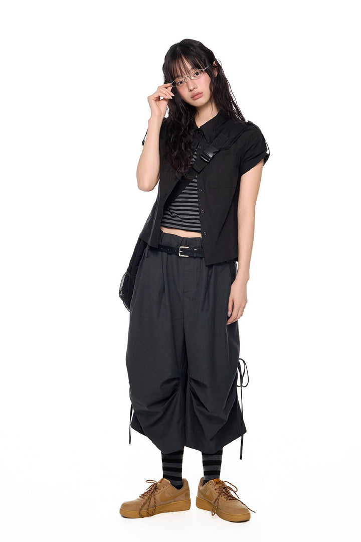 Fitted Cropped Button Shirt