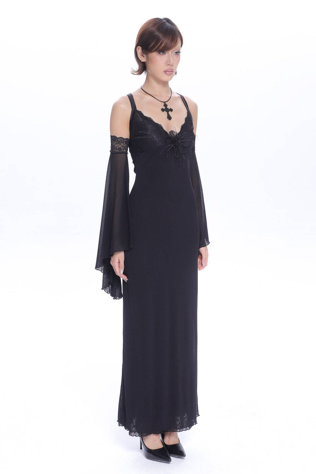 Lace Panel Maxi Dress