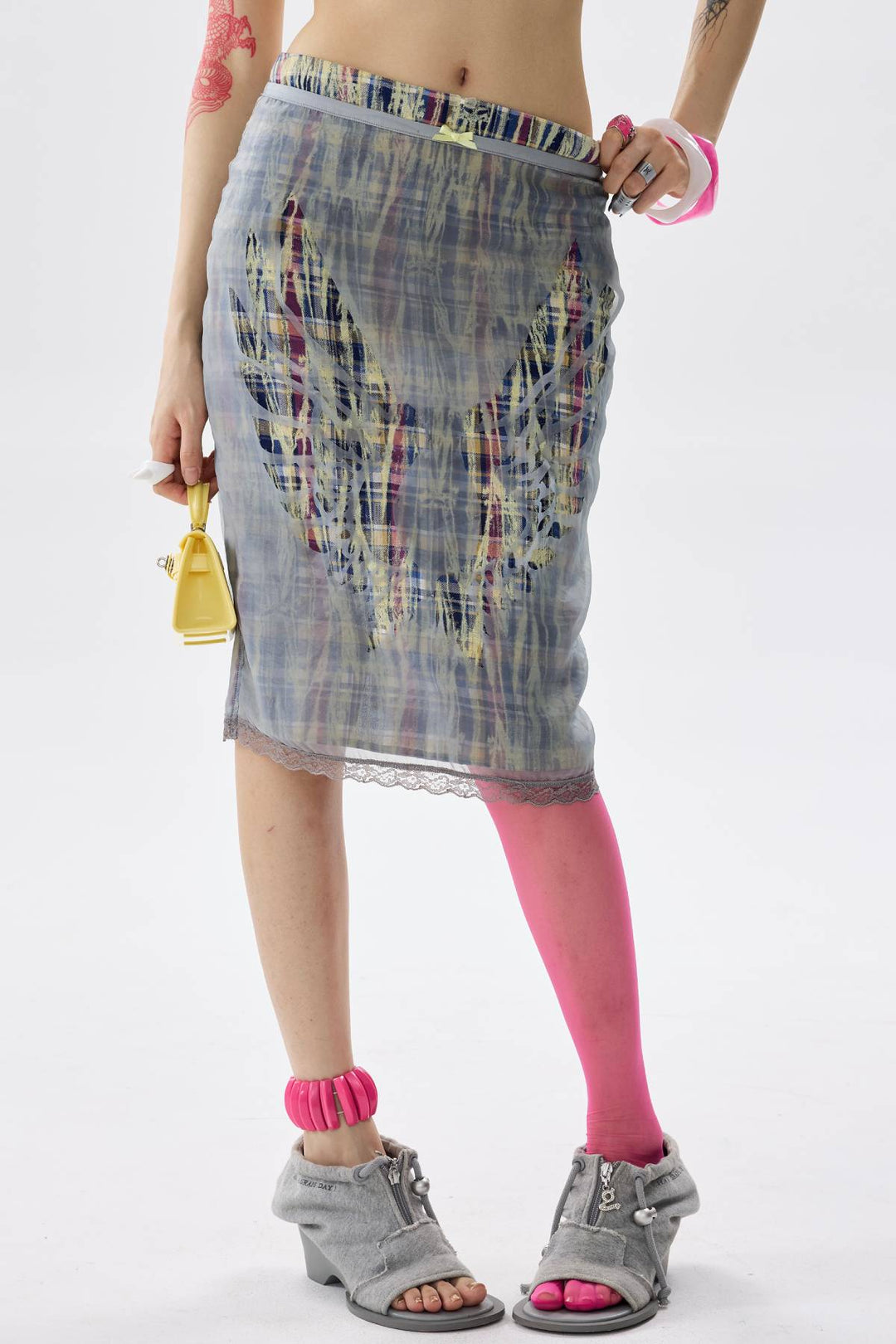 Wing Cutout Midi Skirt