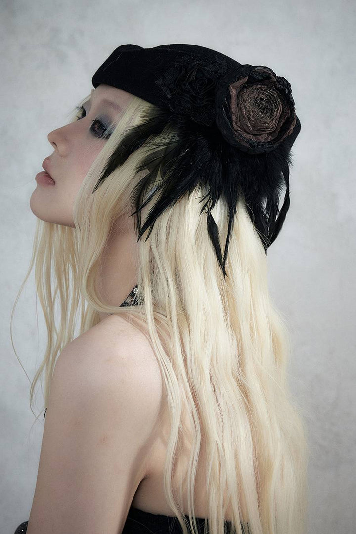 Floral Feather Hat