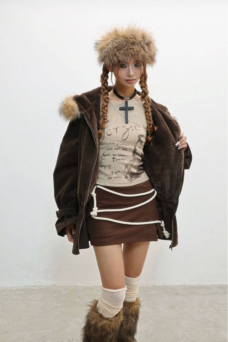 Faux Fur Belted Jacket