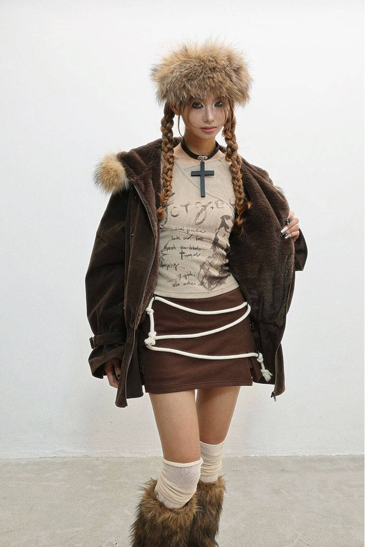 Faux Fur Belted Jacket
