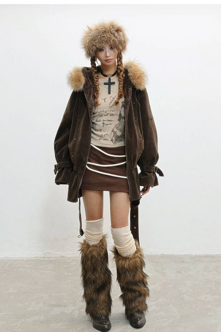 Faux Fur Belted Jacket