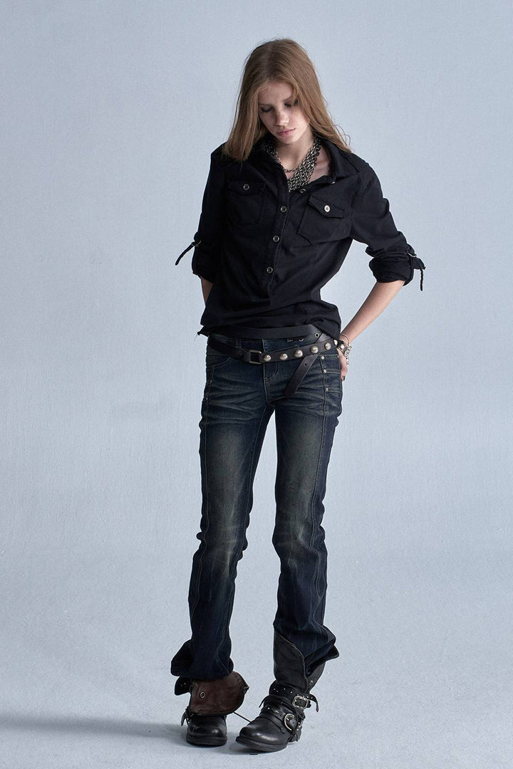 Faded Bootcut Denim Jeans