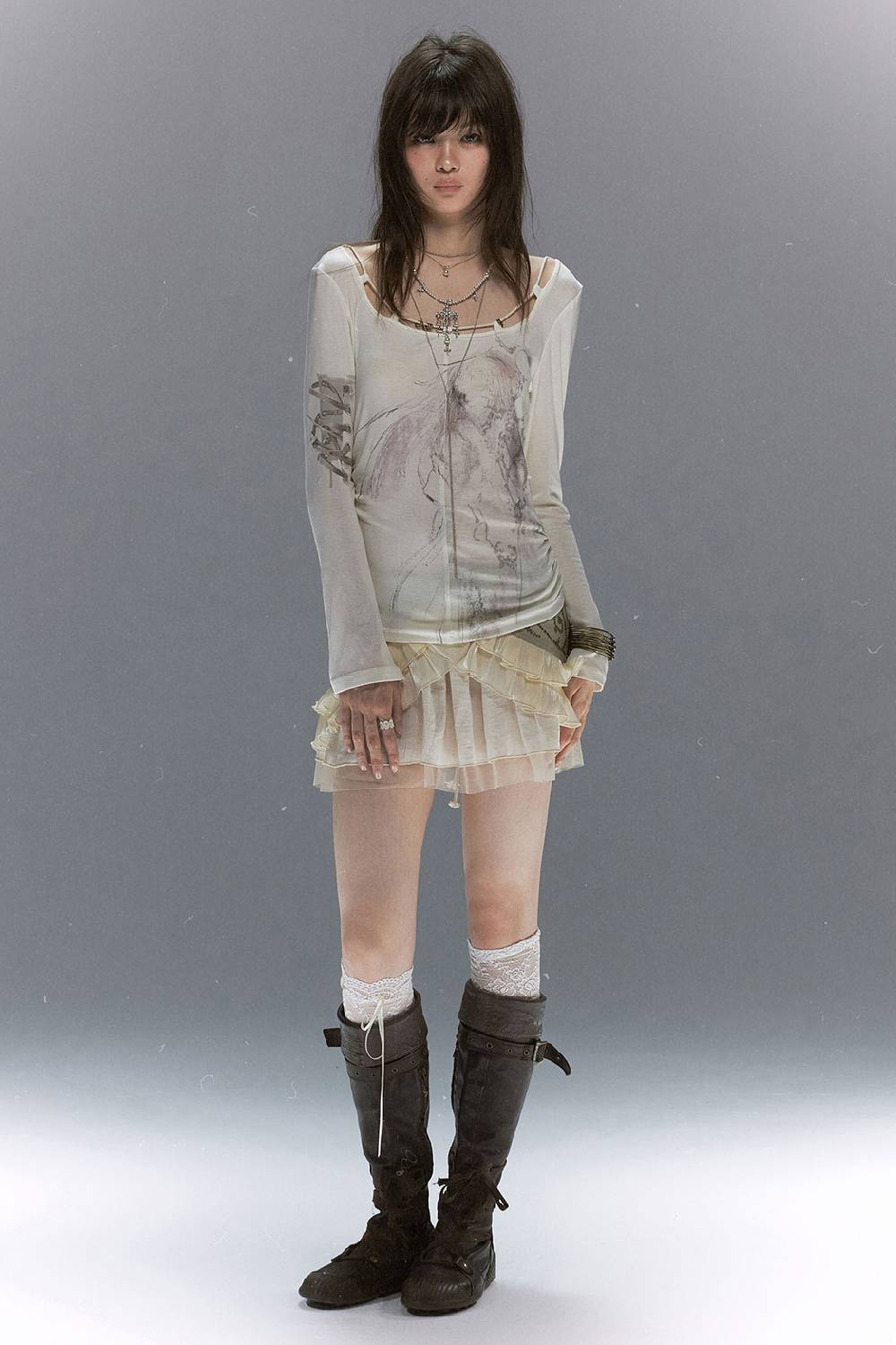 Lace Strap Graphic Top