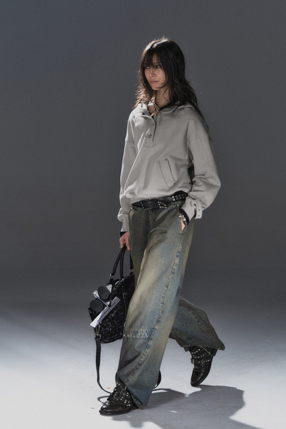 Studded Wide Denim Jeans