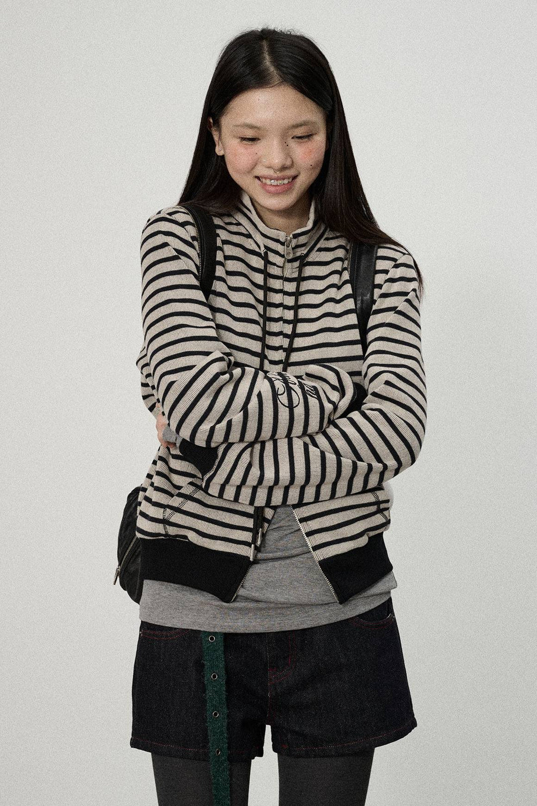 Fitted Striped Zip Jacket