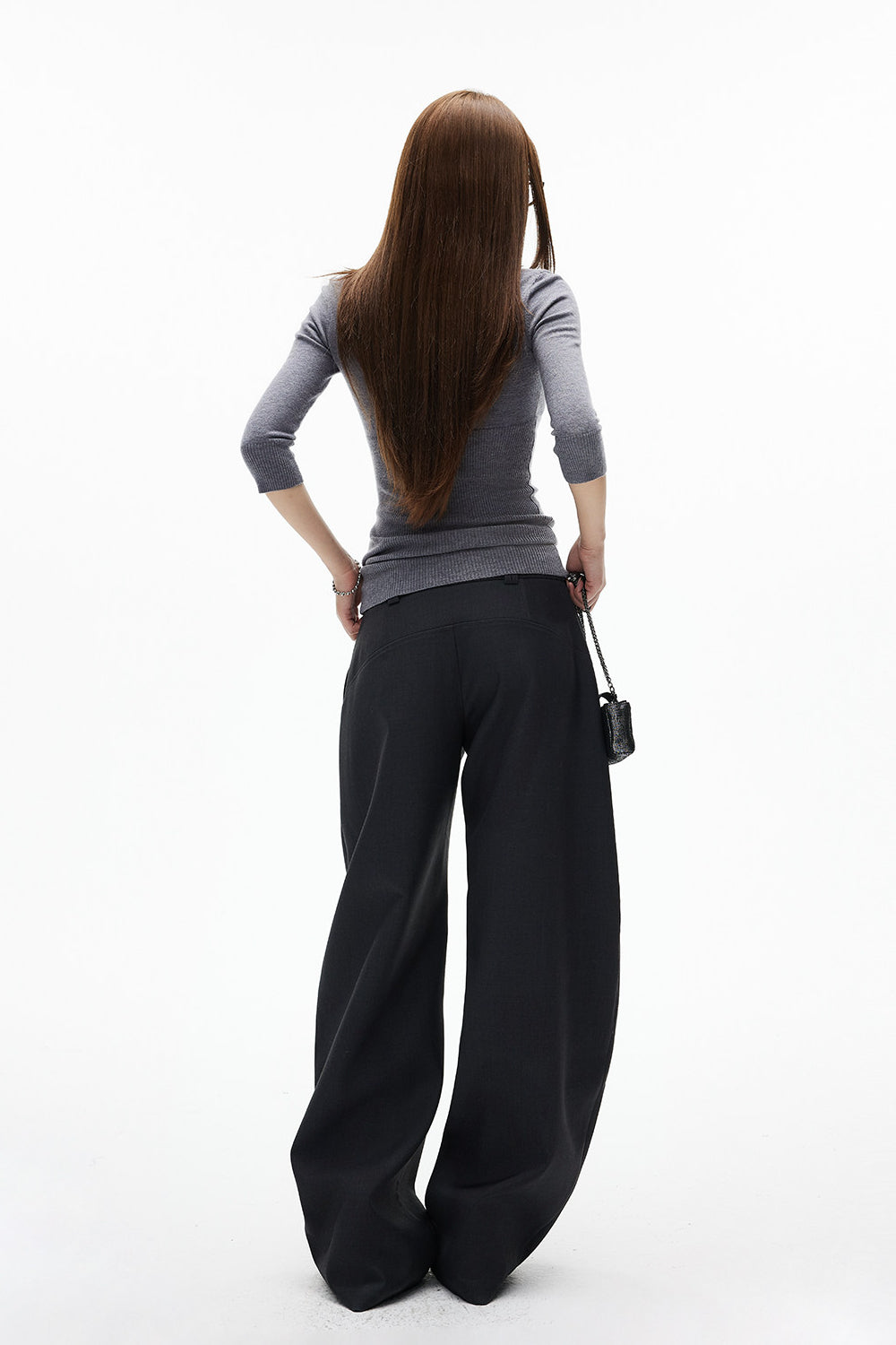 Minimal Curved Tailored Trousers