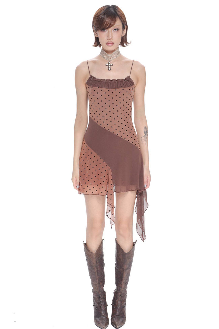Polka Dot Asymmetric Dress