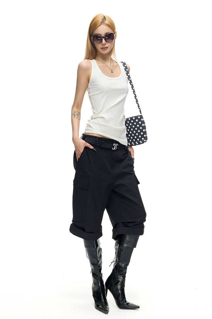 Rolled Hem Cargo Shorts