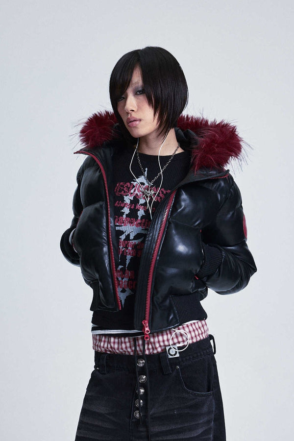 Crimson Skull Puffer Jacket