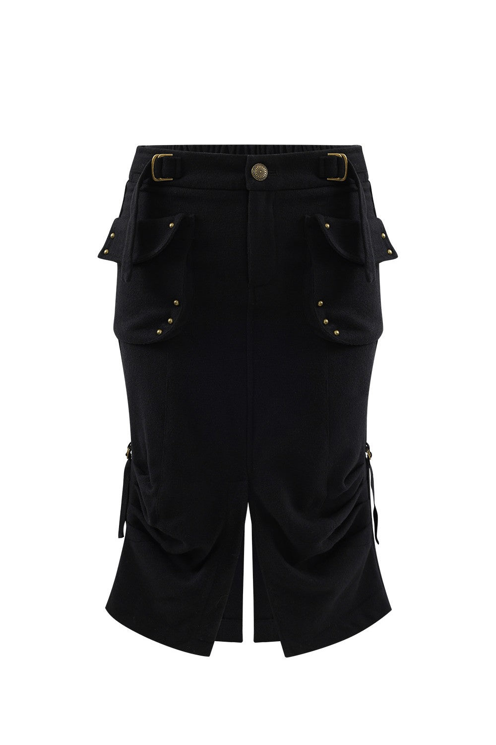 Wool Cargo Split Skirt