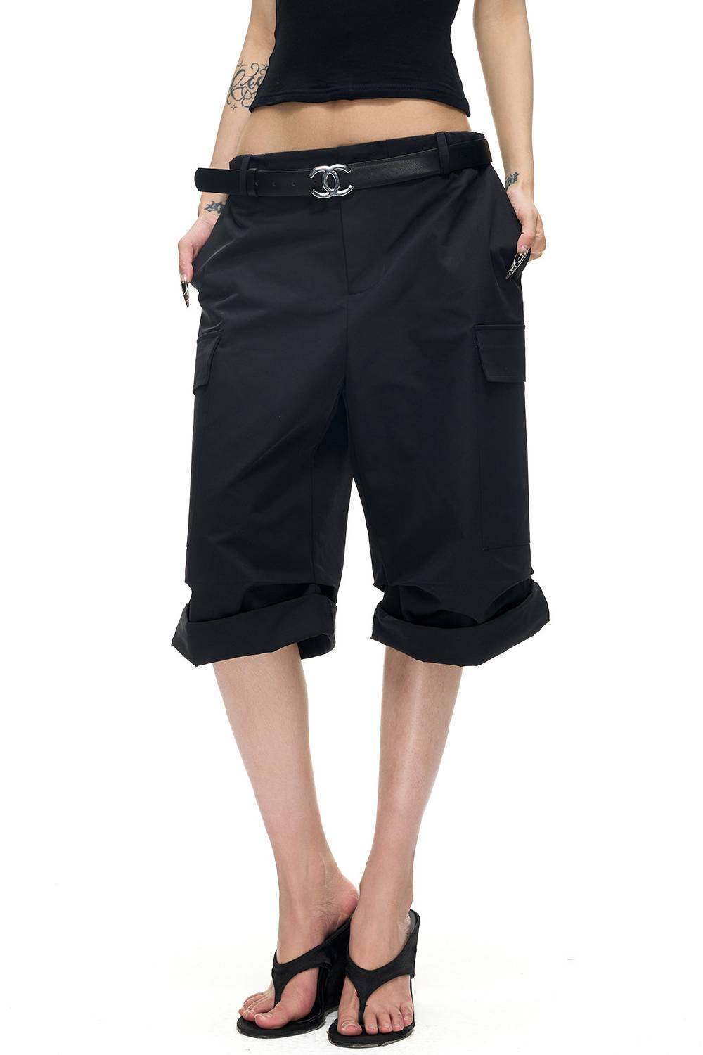 Rolled Hem Cargo Shorts