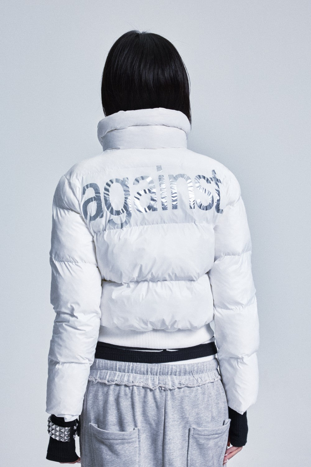 "Against" Graphic Puffer Jacket
