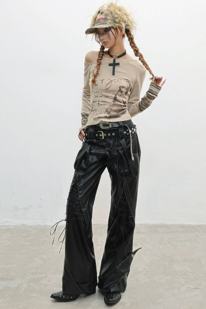 Distressed Graphic Fitted Top