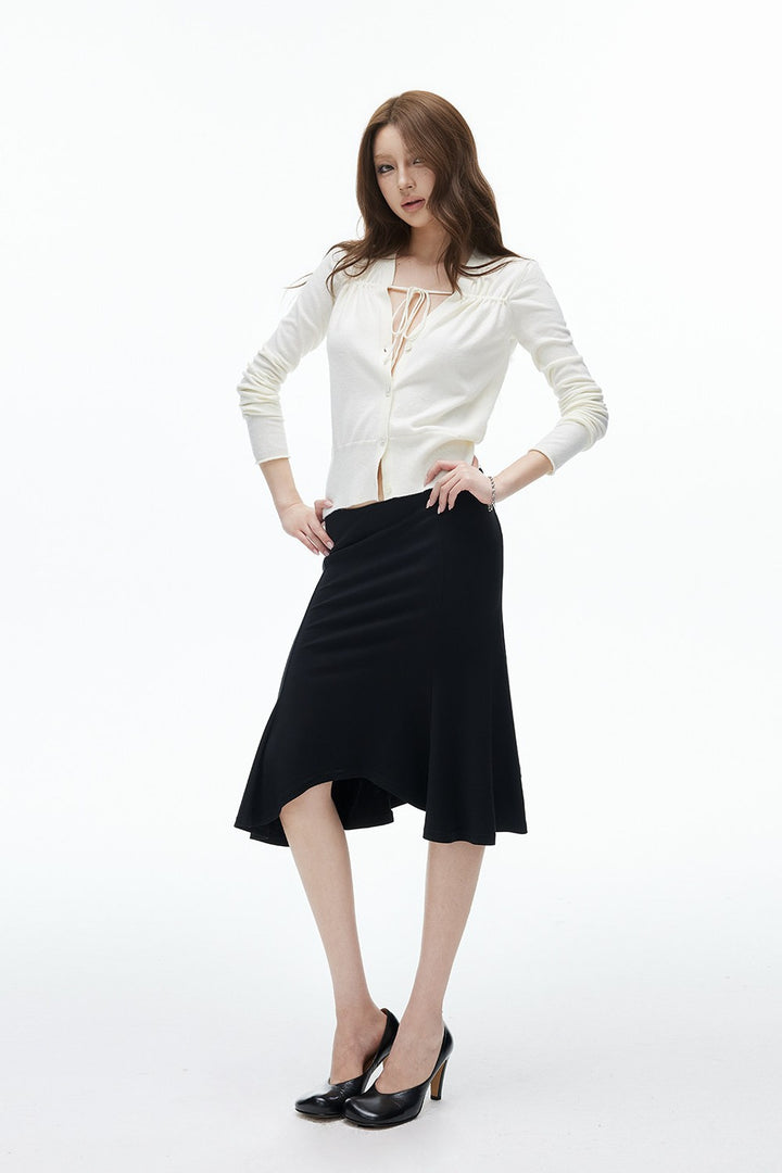 Ruched Tie Front Cardigan