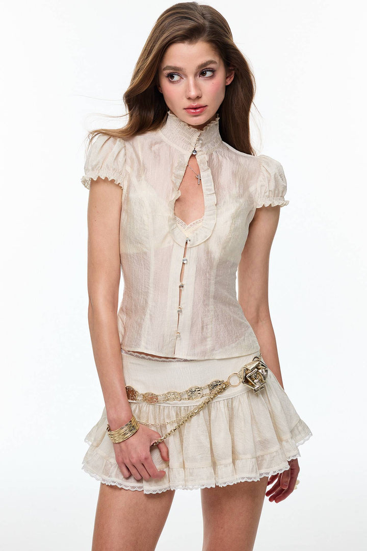 Lace Trim Mini Skirt