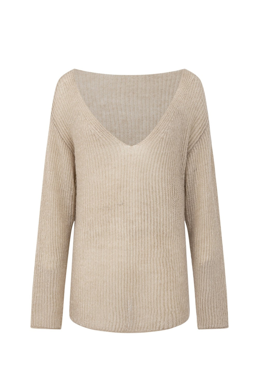 Sheer Knit V-Neck Pullover