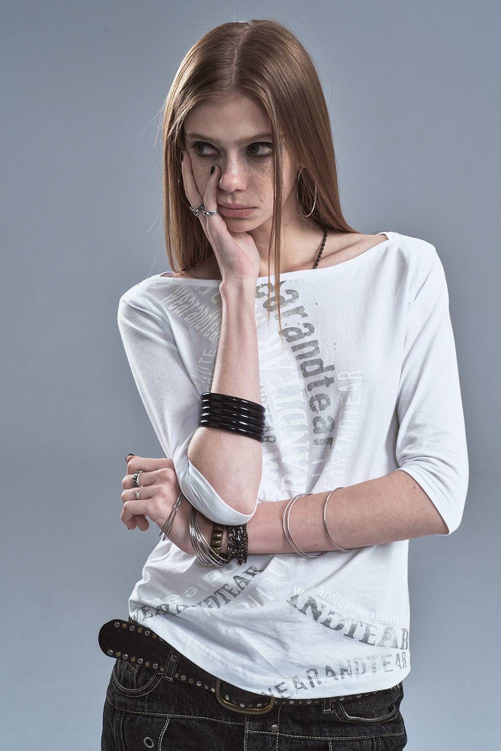 Washed Letter Print Top