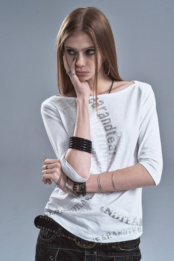 Washed Letter Print Top