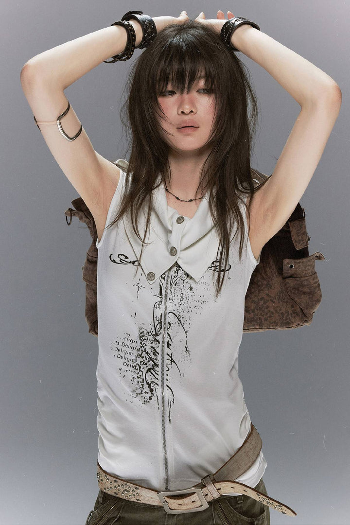Foldover Collar Zip Tank