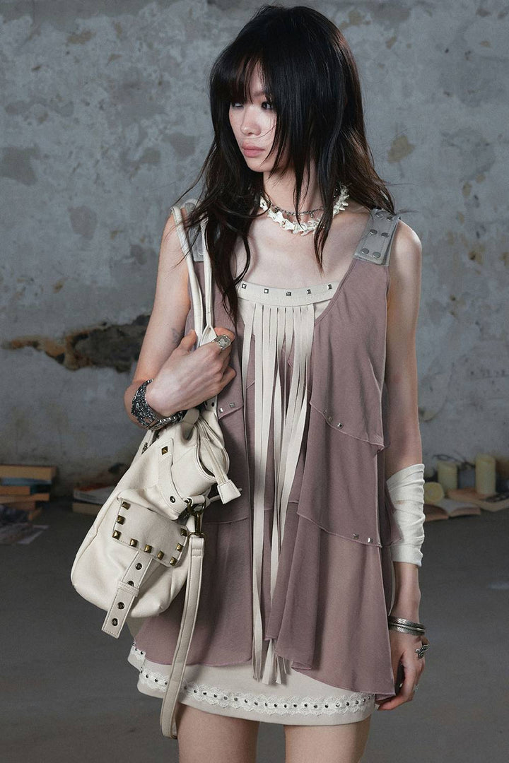 Layered Fringe Mini Dress