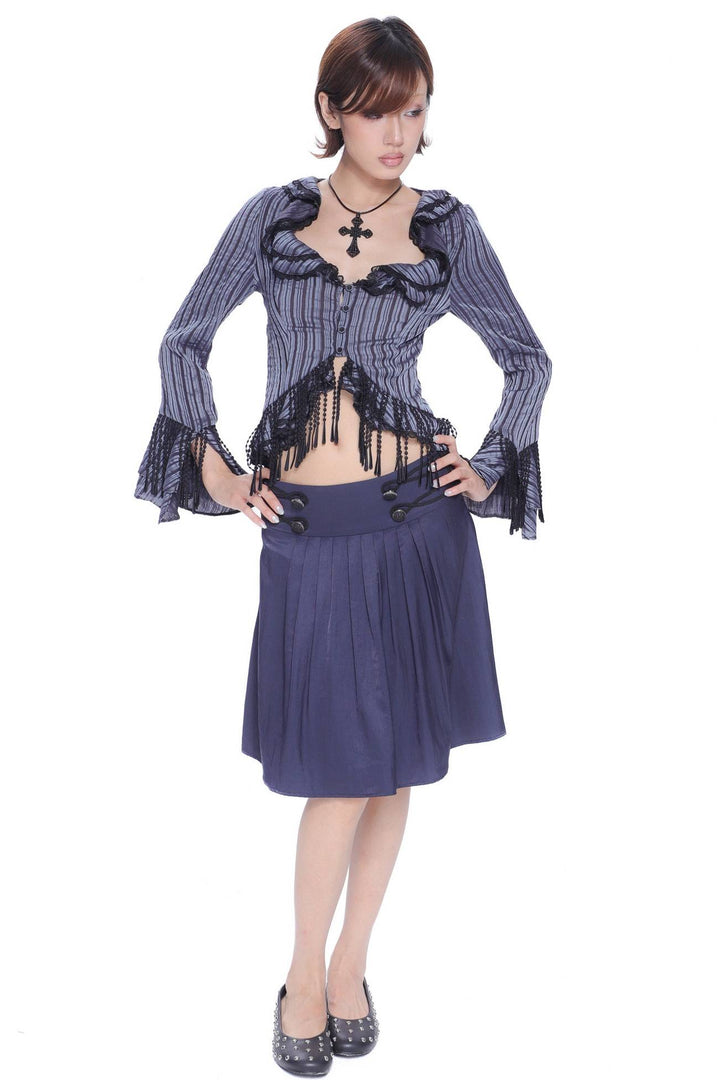 Striped Ruffle Fringe Top